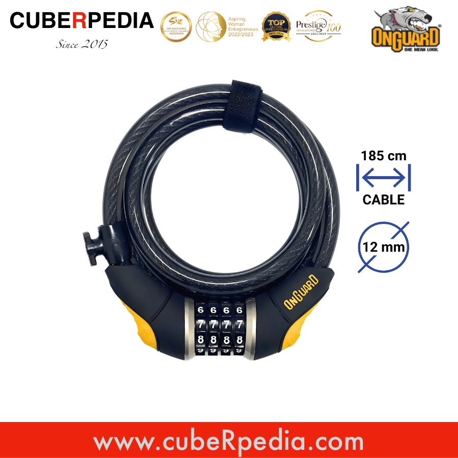 OnGuard Doberman 8031 Bicycle Bike Self-Coiling Cable Number Lock
