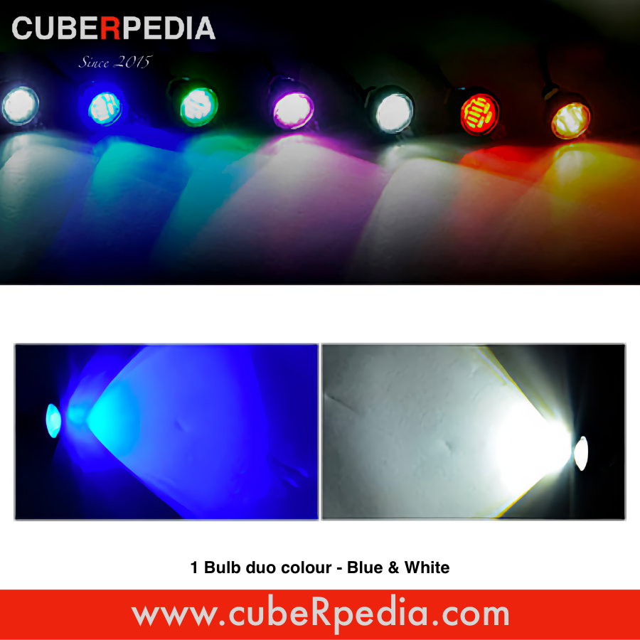12V 23mm Eagle Eye LED Light - Blue & White