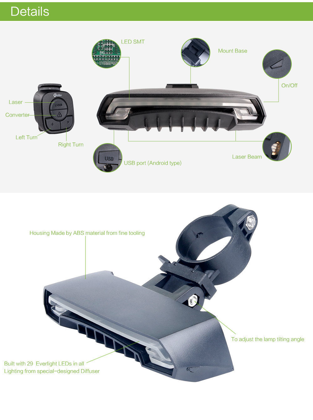 Meilan X5 Remote Rear Control Signal Light