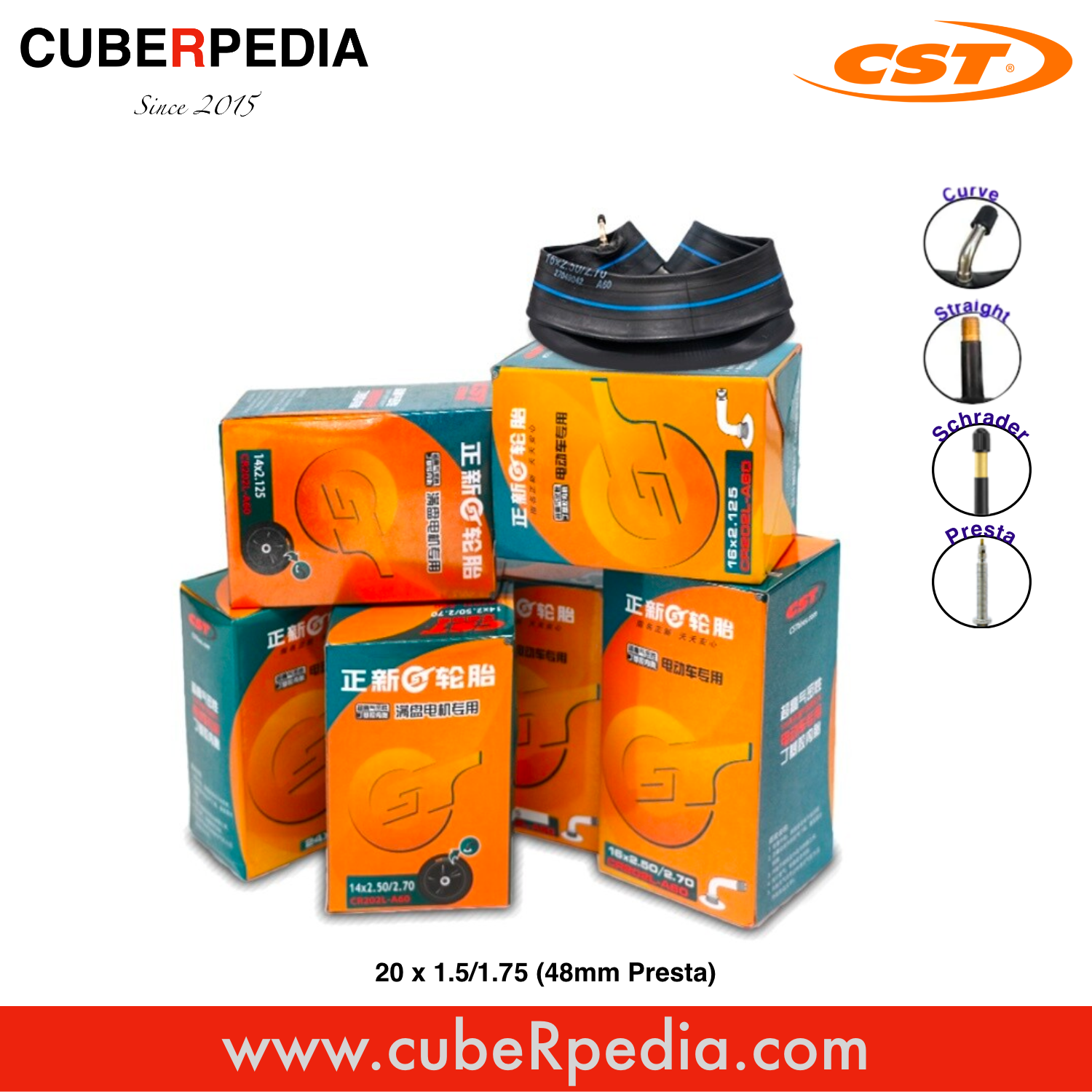 CST Inner Tube 20 x 1.5 1.75 48mm Presta cubeRpedia