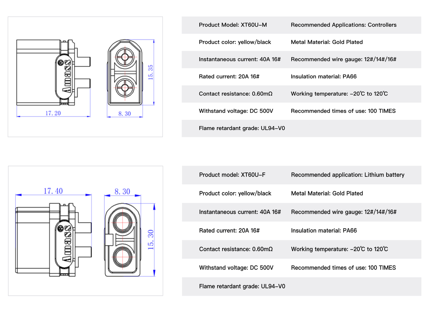 Connectors/Plug - XT60U
