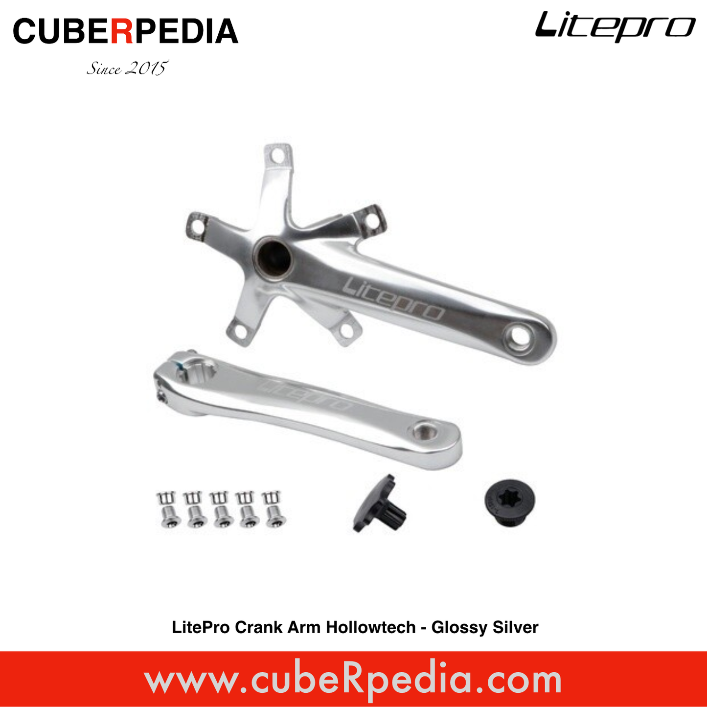 LitePro Crank Arm Hollowtech - Glossy Silver