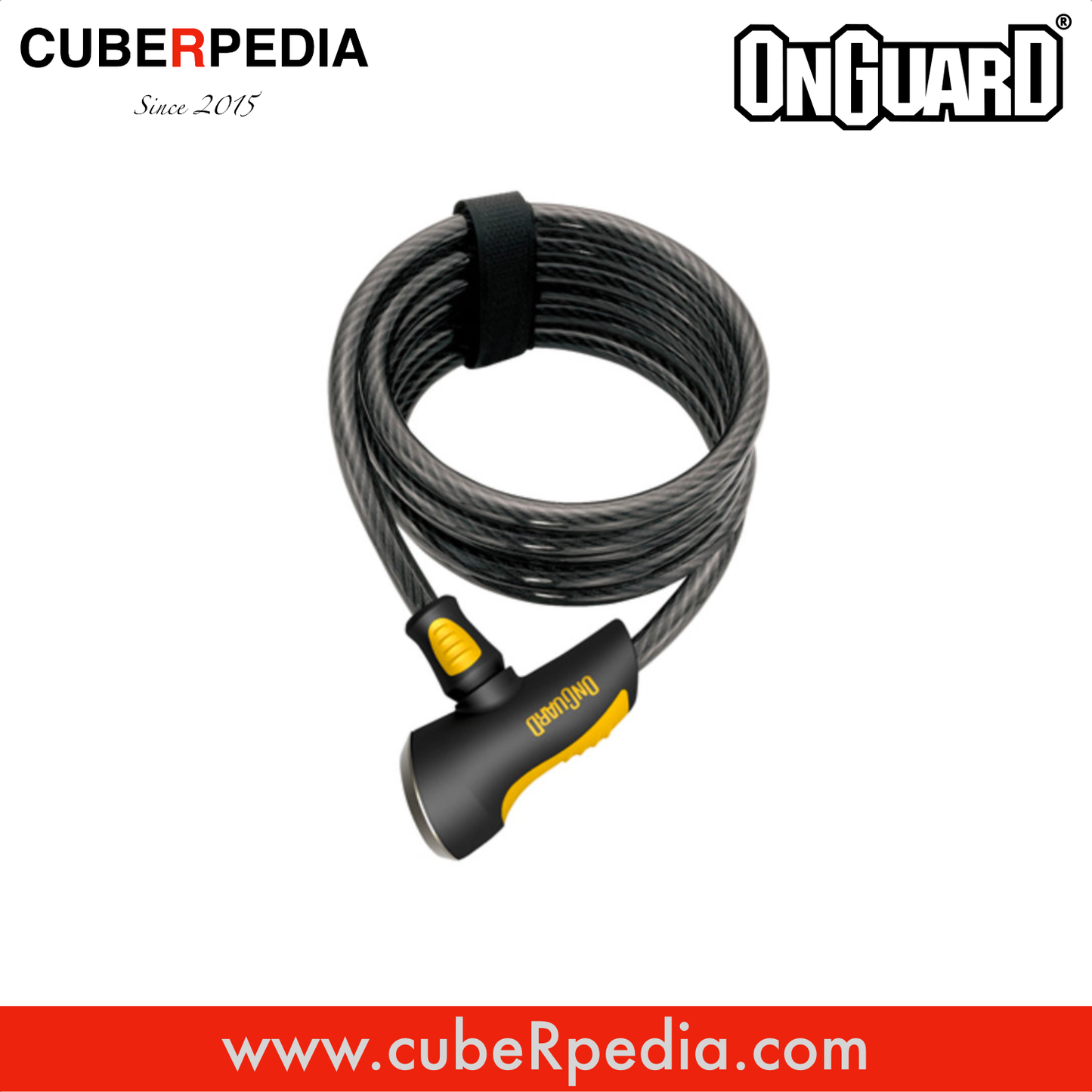 OnGuard Doberman 8029 Bicycle Bike Coiling Cable Key Lock (185cm Length 10mm Diameter)