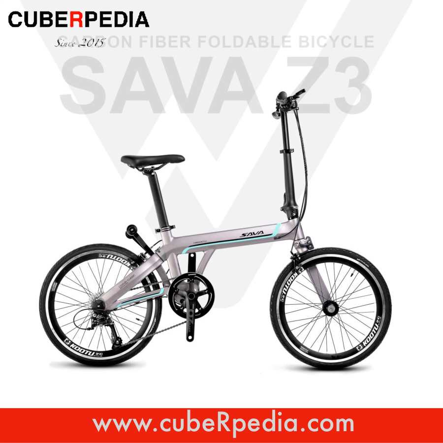 SAVA Z3 Carbon Folding Bike Gray Turquoise cubeRpedia