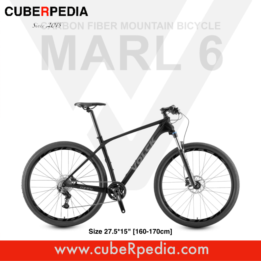 VOLCK Marl 6 Carbon Fiber Mountain Bike (27.5" x 15") - Black/Grey