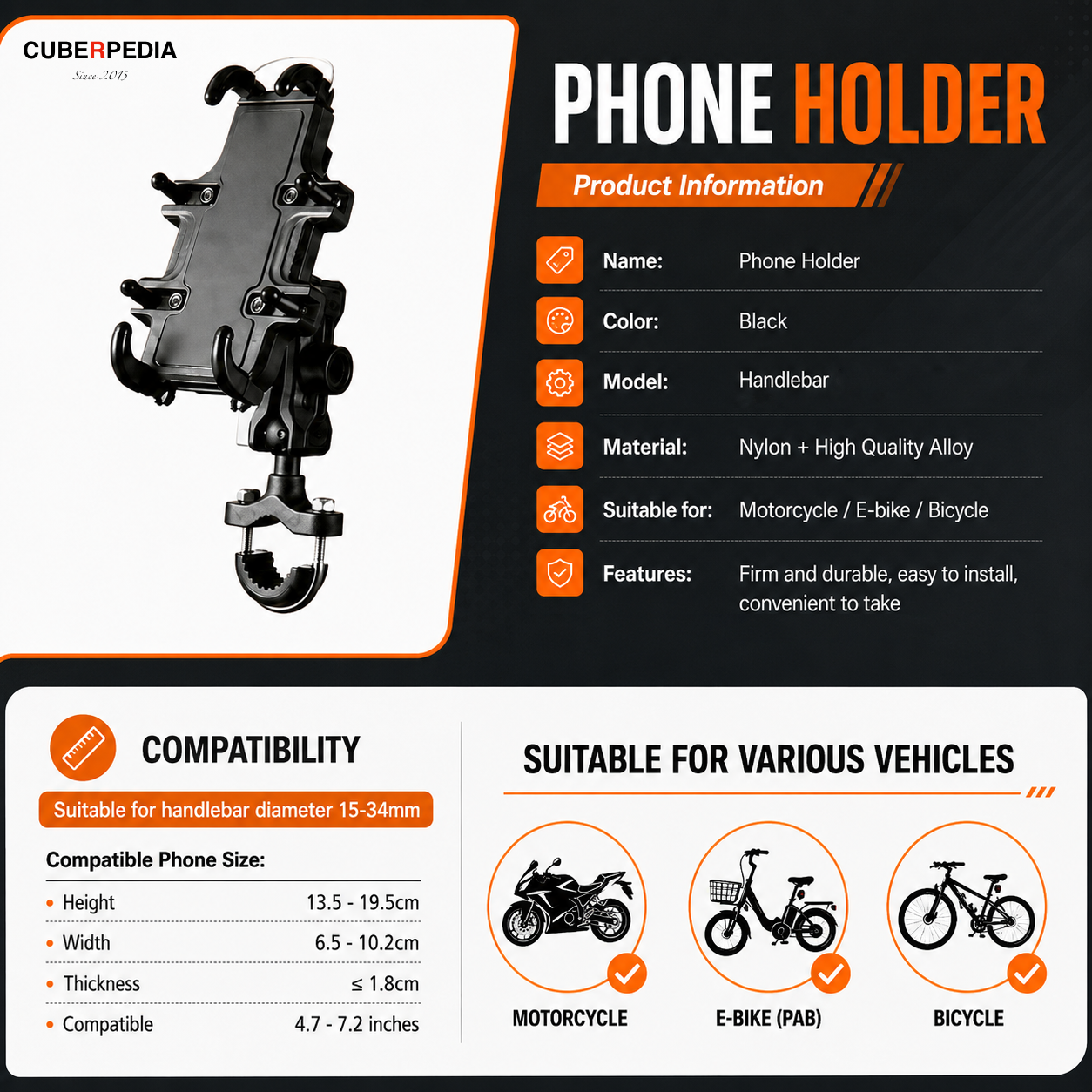 Motorcycle Phone Holder w Helmet [Set B]