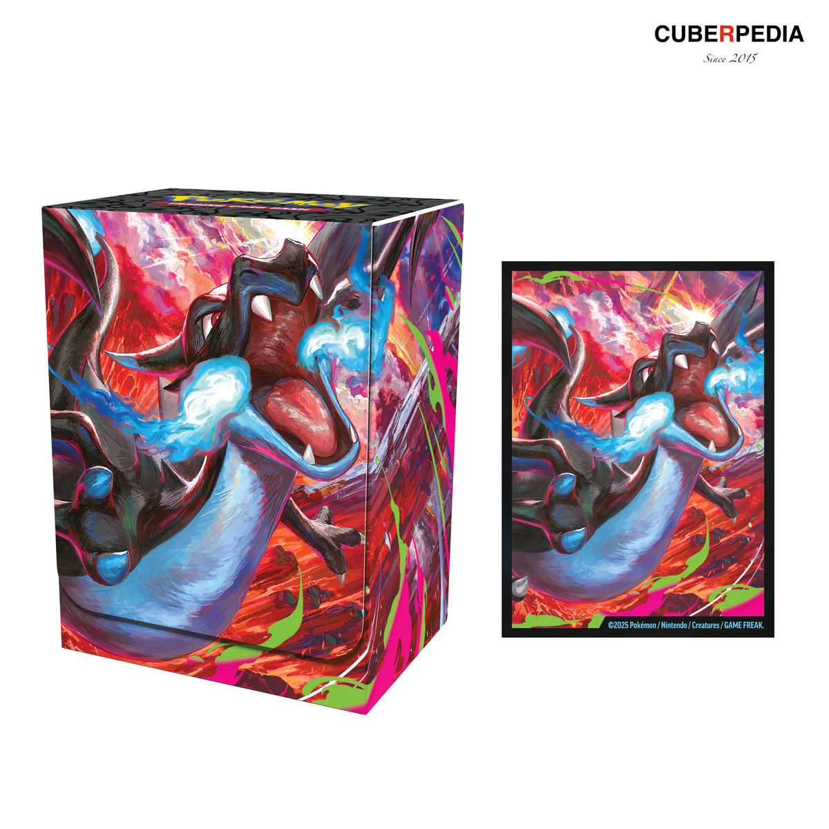 Included Mega Charizard X deck box and sleeve artwork