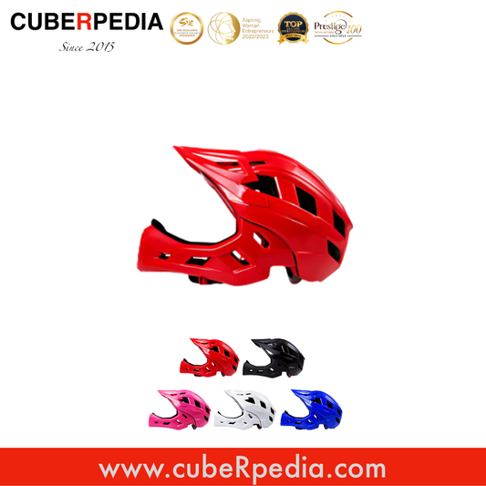 Childrens' Impact Resistant Full-Face Helmet - Red