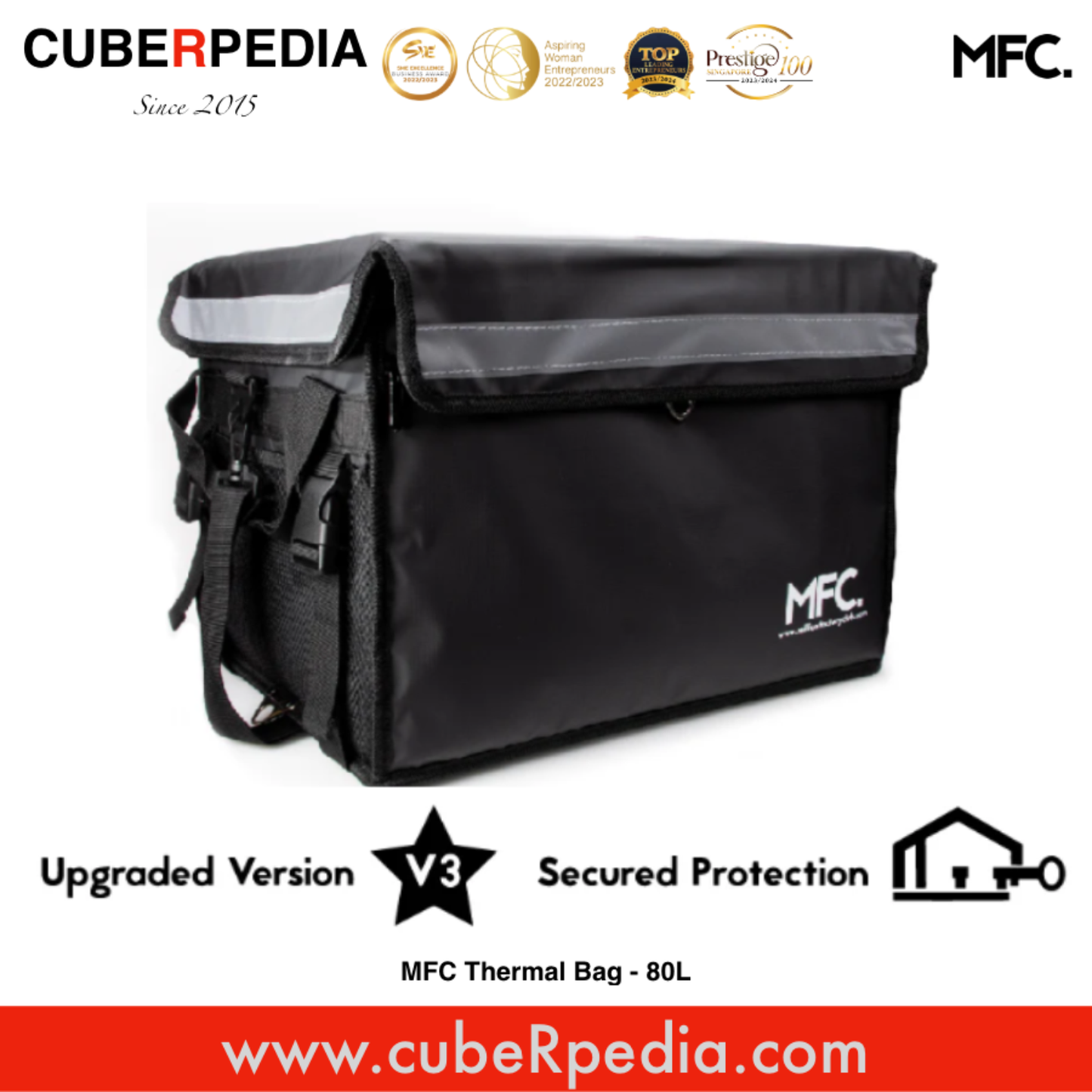 MFC 80L MAGNETO V3 Series Magnetic and Zip with Lock Ring Sling Food Delivery Thermal Bag