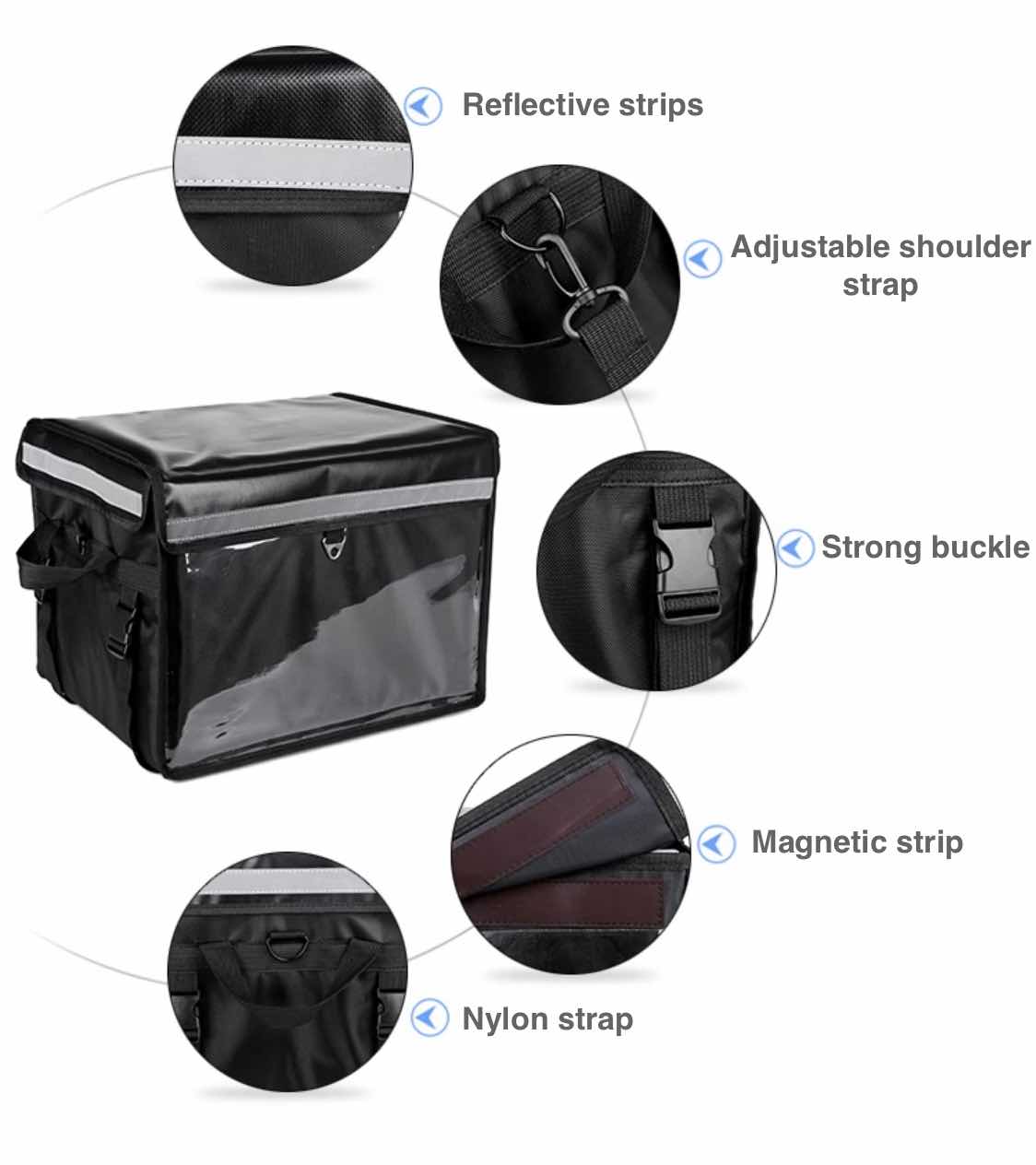 Thermal Bag with Magnetic Strap for Food Delivery - 30L