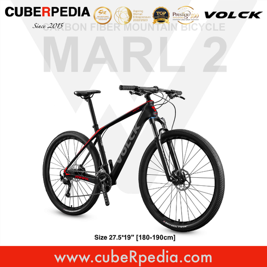 VOLCK Marl 2 Carbon Fiber Mountain Bike (27.5" x 19") - Black/Red