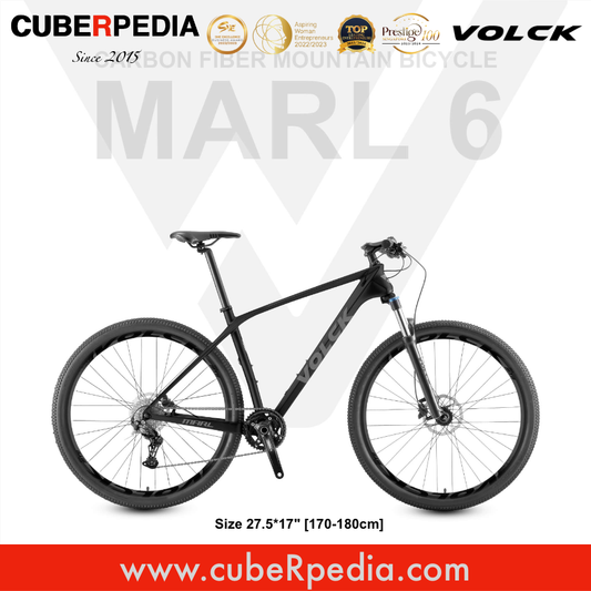 VOLCK Marl 6 Carbon Fiber Mountain Bike (27.5" x 17") - Black/Grey