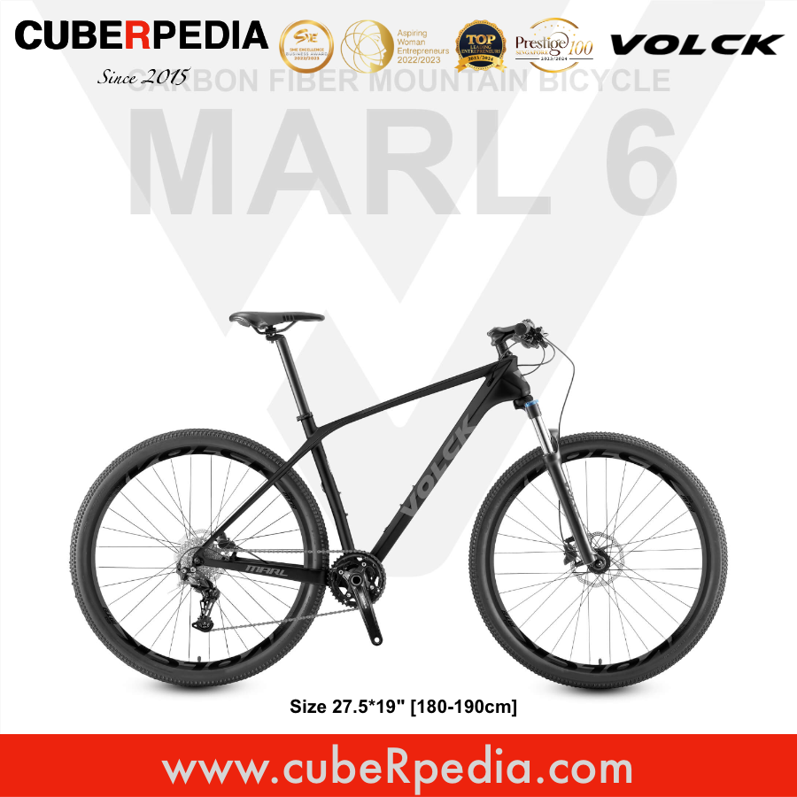 VOLCK Marl 6 Carbon Fiber Mountain Bike (27.5" x 19") - Black/Grey