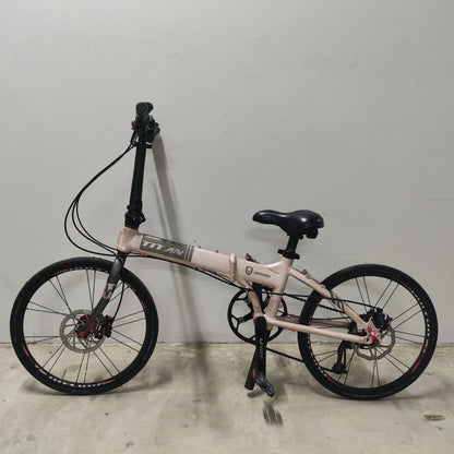 [20] Titan Vertron 9-Speed Foldable Bicycle (Light Pink) [Used]