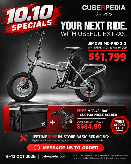 cubeRpedia 10.10 JIMOVE MC-Pro 3.0 S$1,799 with free MFC 48L bag and GUB P30 holder, while stocks last.