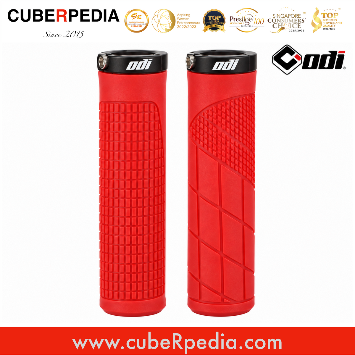 ODI OG-10 lock-on grip in Red, one pair
