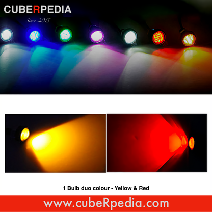 12V 23mm Eagle Eye LED Light - Yellow & Red