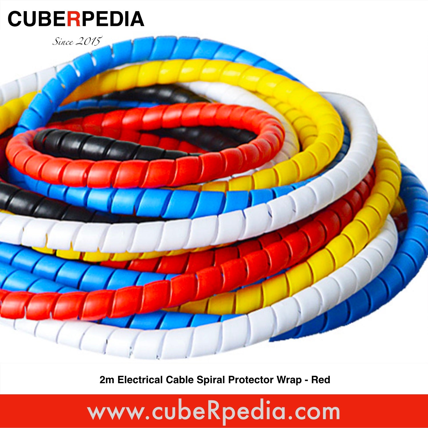2m Electrical Cable Spiral Protector Wrap - Red – cubeRpedia