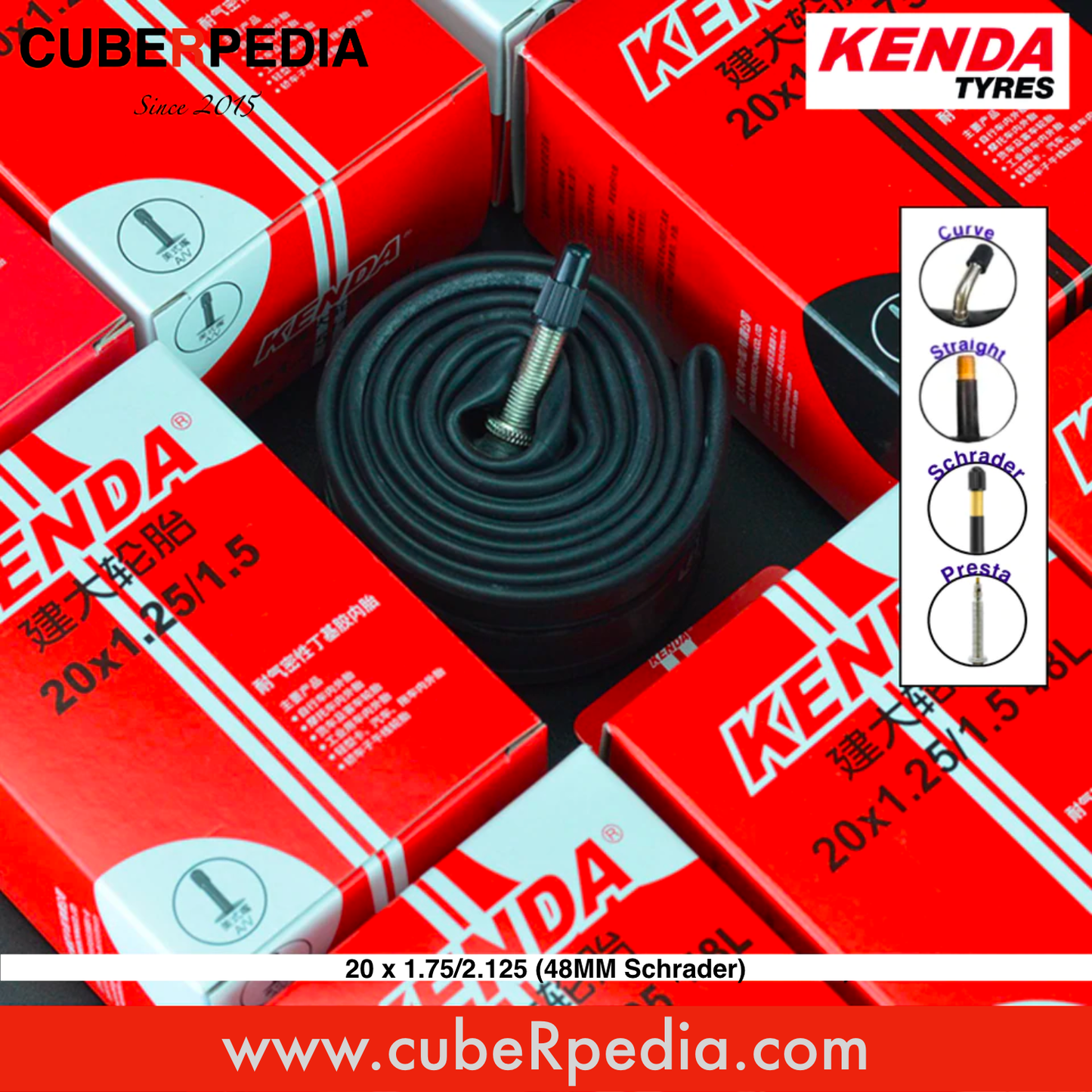 KENDA Inner Tube 20 x 1.75/2.125 (48mm Schrader)