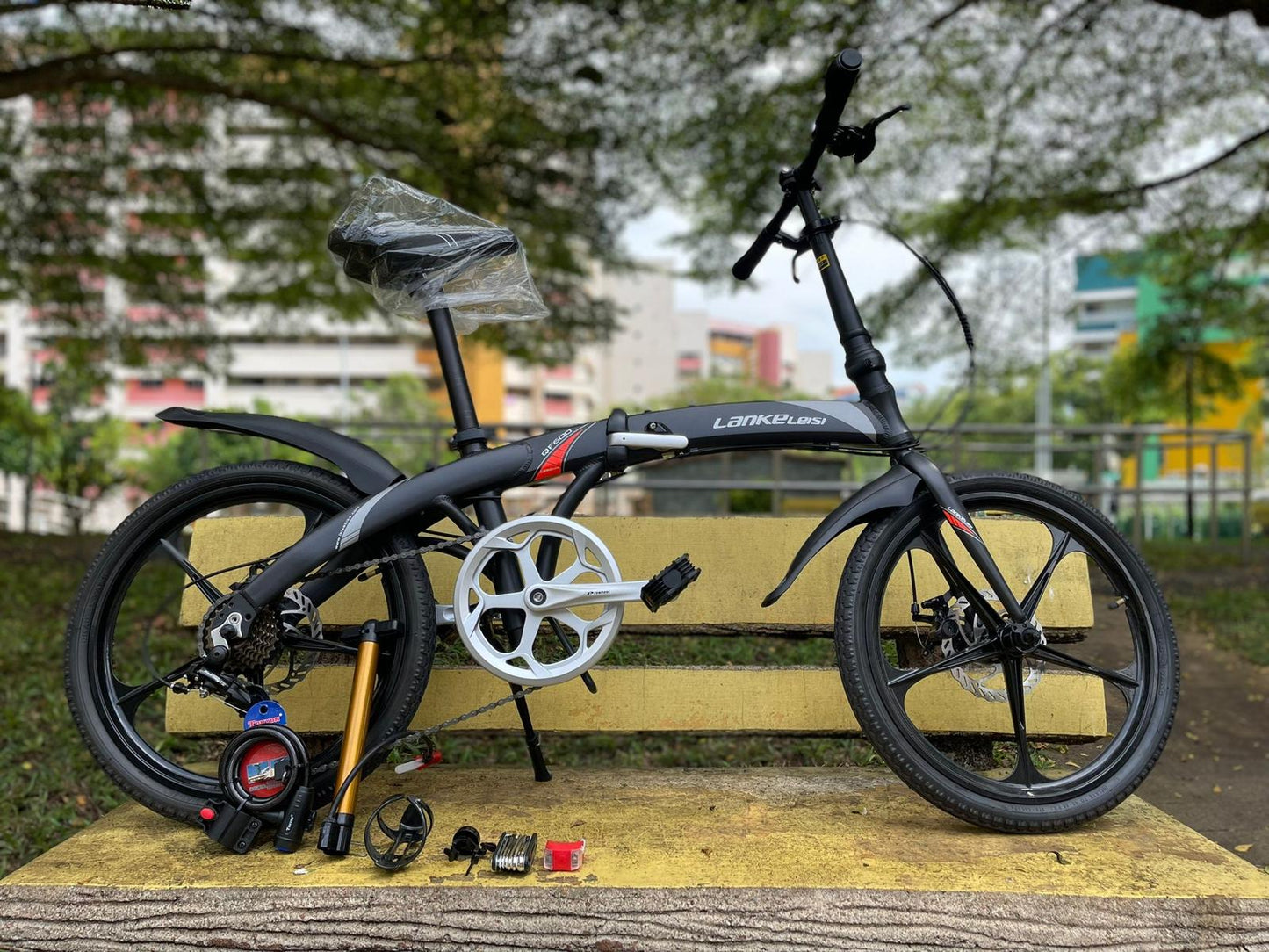 LANKELEISI Foldable Bicycle Grey