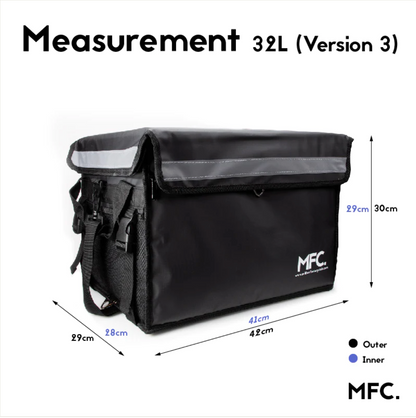 MFC 32L MAGNETO V3 Series Magnetic and Zip with Lock Ring Sling Food Delivery Thermal Bag