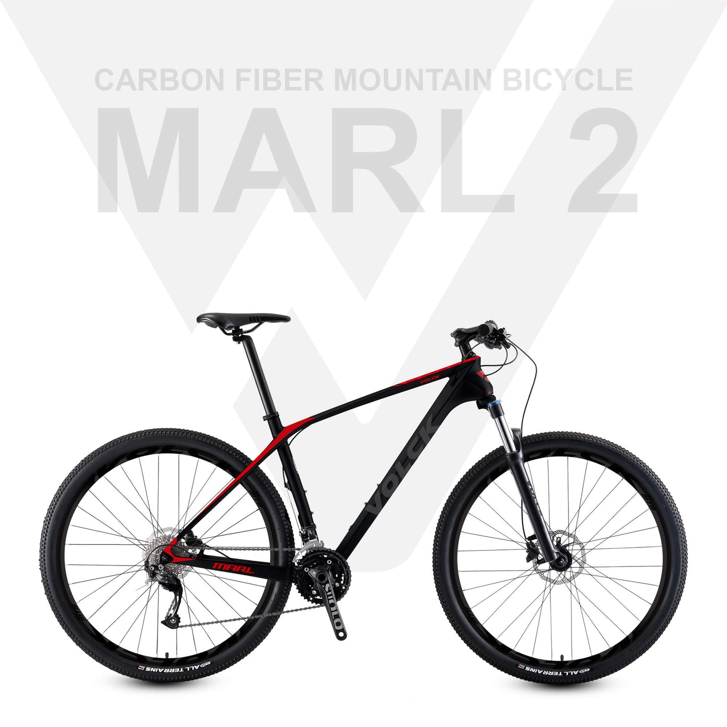 VOLCK Marl 2 Carbon Fiber Mountain Bike (27.5" x 17") - Black/Red