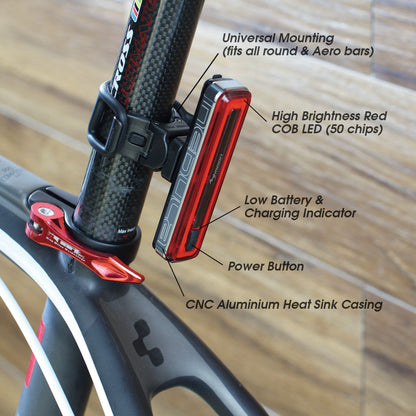 Moon Nebula 100(flashing 200) Lumens USB Rechargeable Red Bicycle Bike Light